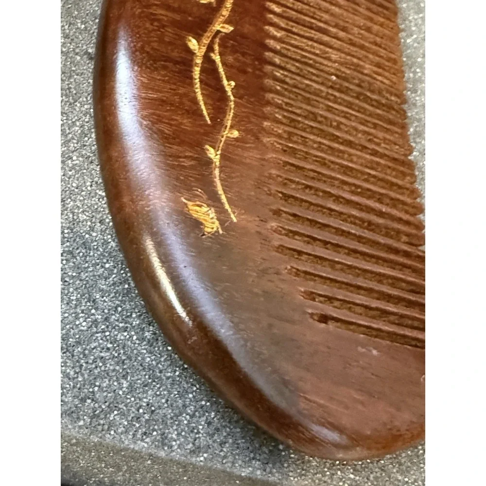 Butterfly Sandalwood Comb Anti Static Wooden Pocket Hair Comb Half Moon Detangle